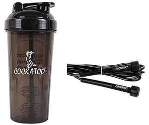 Cockatoo CS-01 Stainless Steel BPA-free Shaker Bottle (Black, 700 Milliliters) & SKP-TP Skipping Rope, Senior Standard (Black)