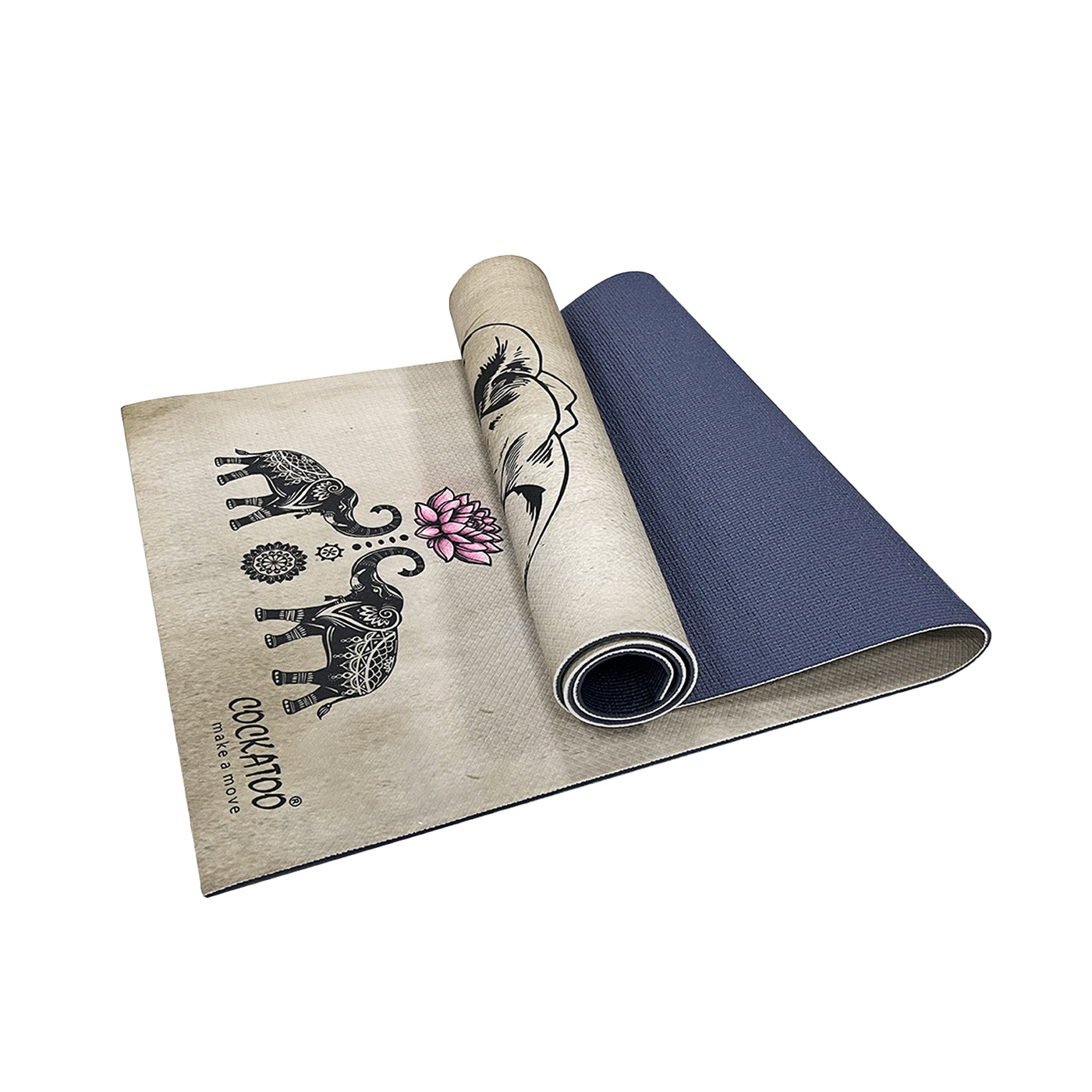 Cockatoo Premium Printed Yoga Mat 6mm Anti-Slip PVC Exercise Mat with Carrying Strap