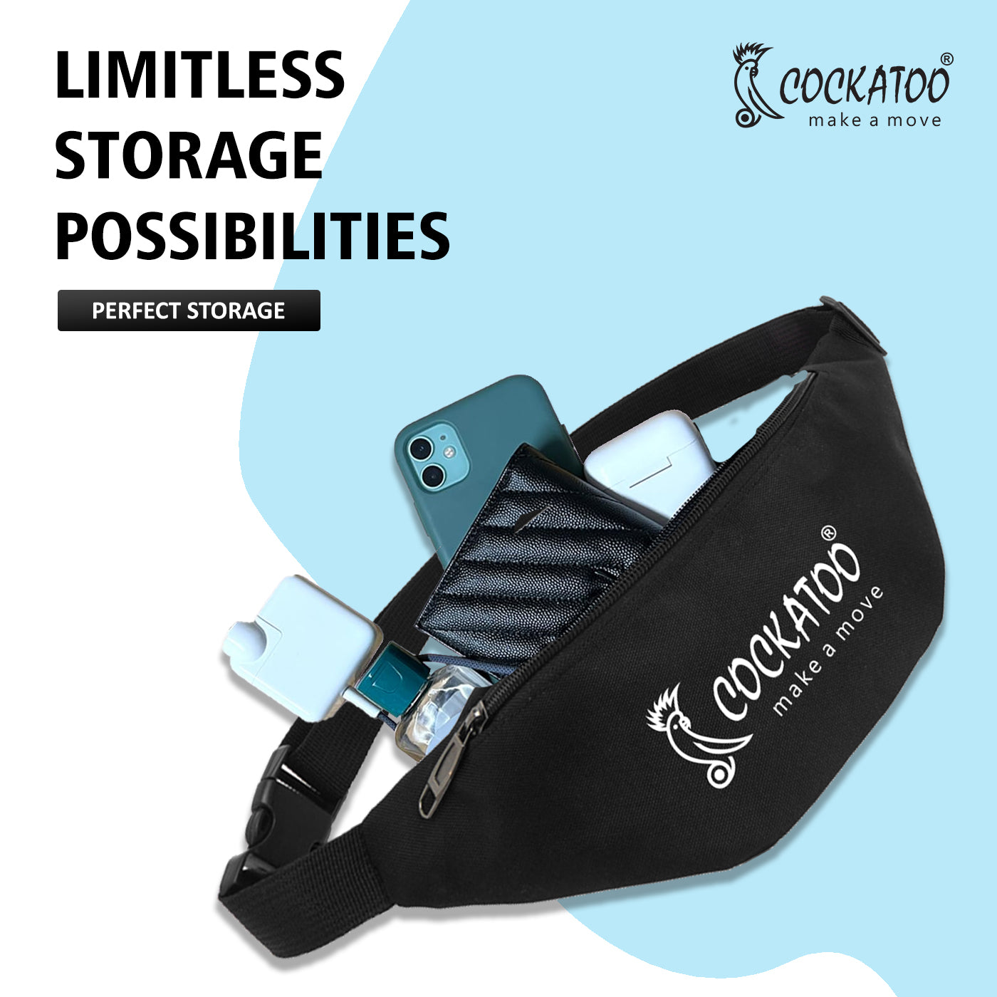 Cockatoo Waist Bag for Men & Women, Fanny Pack for Women, (6 Month Warranty) - 4 Colours
