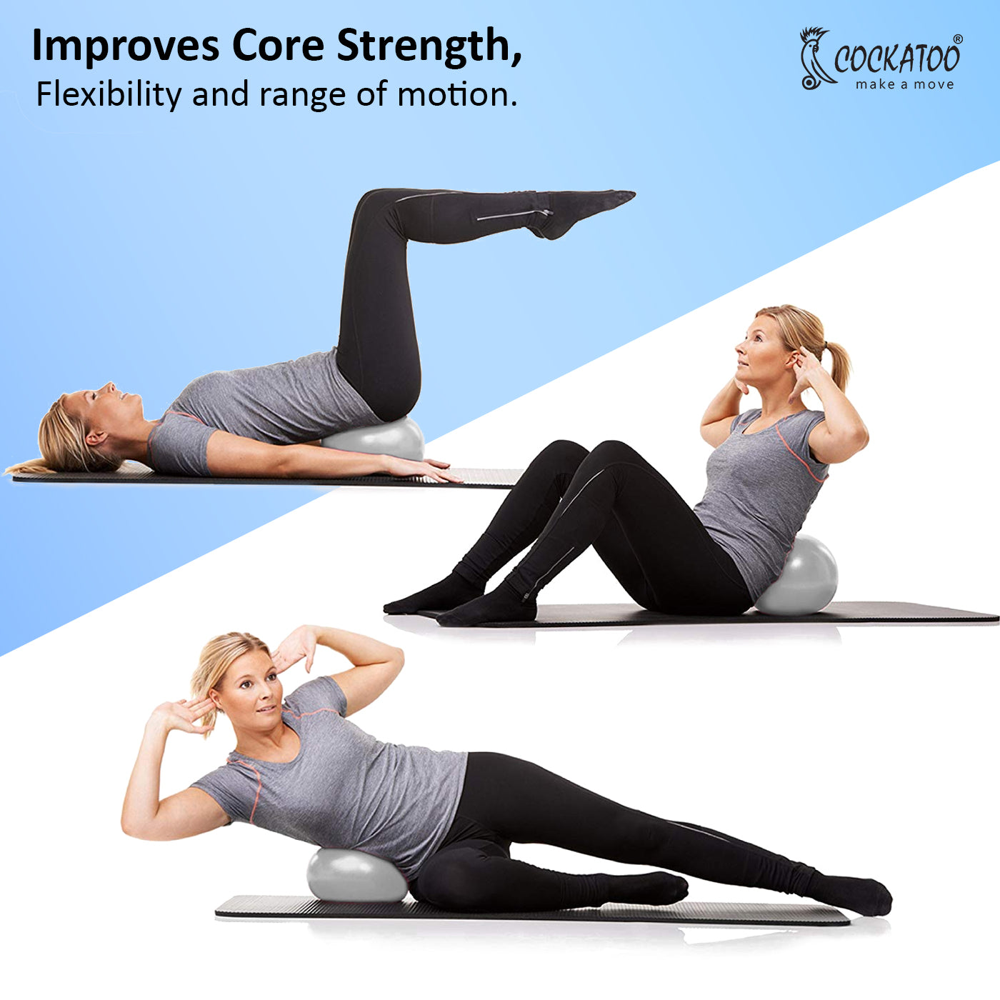 Cockatoo 20 CM Mini Aerobic Ball/Gym Ball Anti Burst Exercise Fitness Pilates Balance Ball with Straw for Air