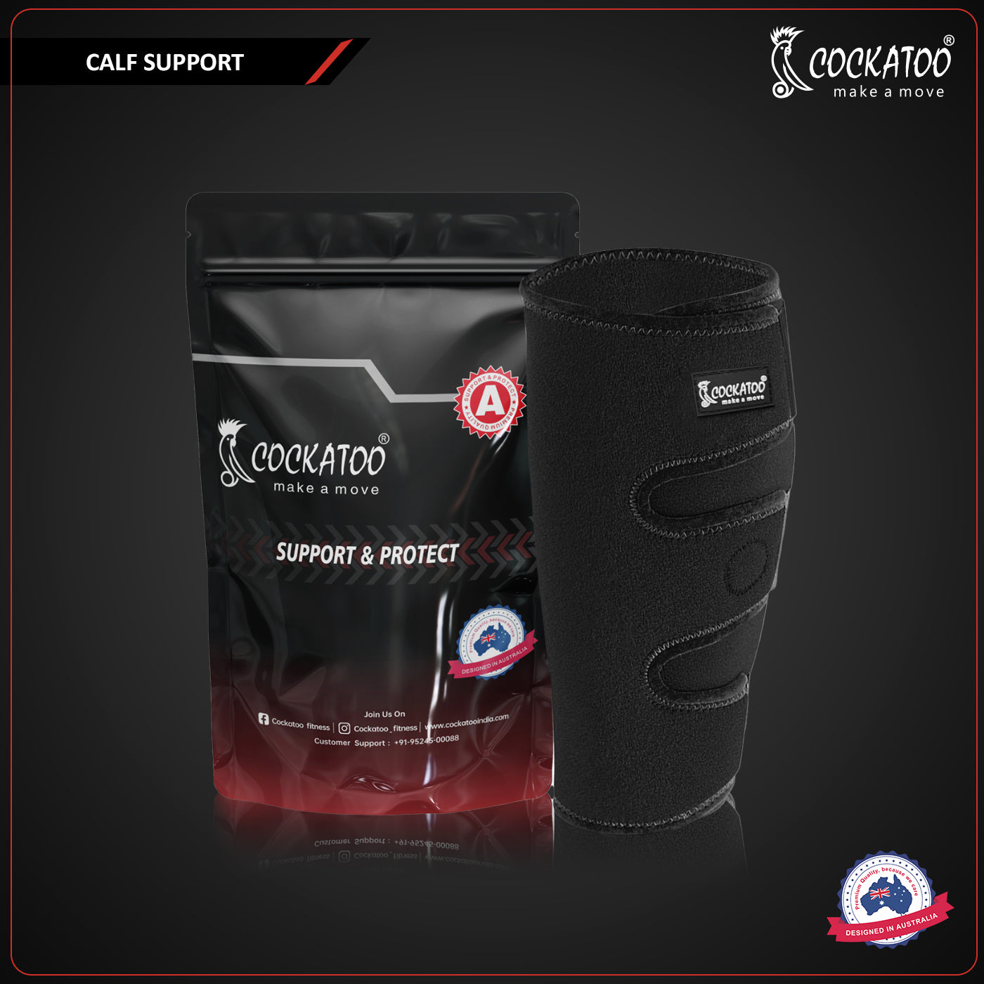 Cockatoo Calf Support Brace - Shin Splint Compression Sleeve - Lower Leg Wrap Support for Torn Calf Muscle, Strain, Sprain, Pain Relief - Suitable for Tennis Leg - Unisex