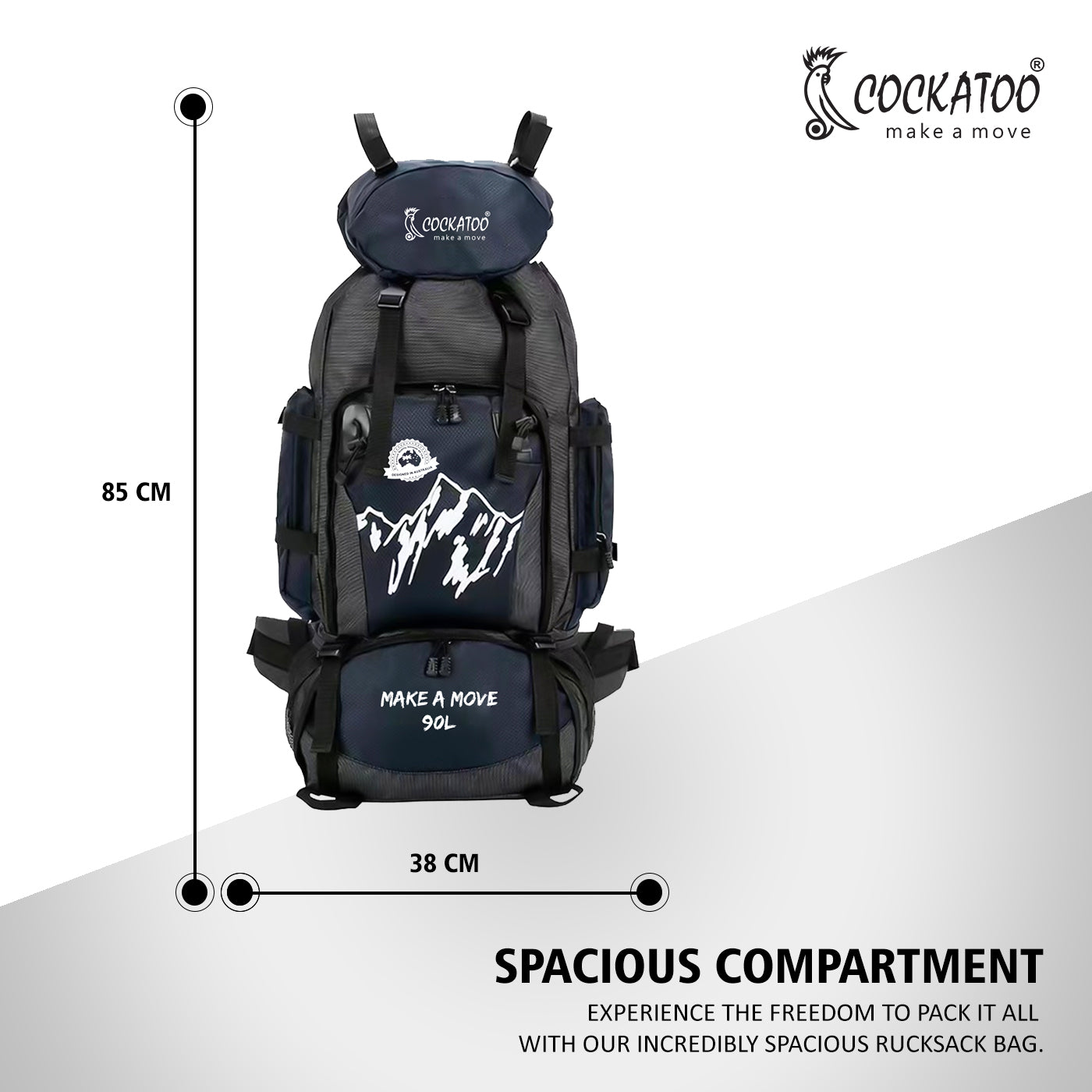 90L Navy Rucksack Trekking Bag