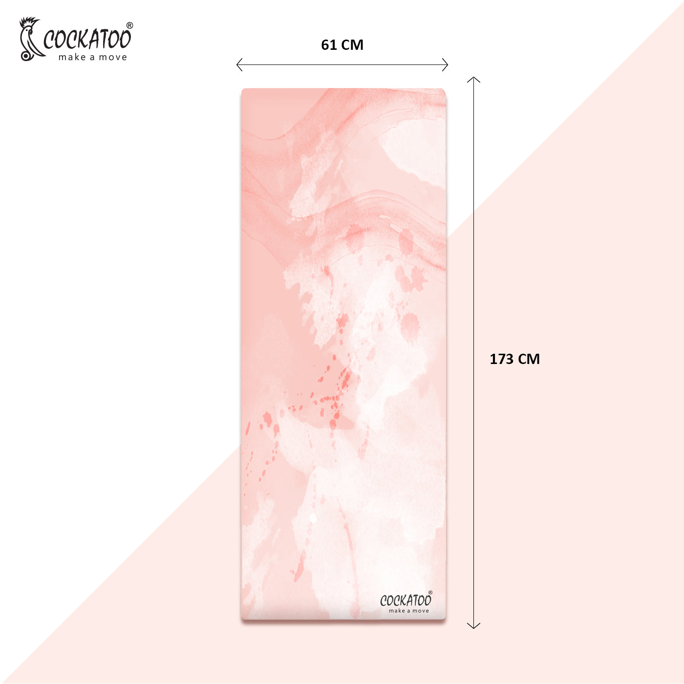 Cockatoo Printed Yoga Mat - 5mm Anti-Slip PVC Exercise Mat with Carrying Strap (W)61 x (L)173cm - 3 Unique Creative Prints
