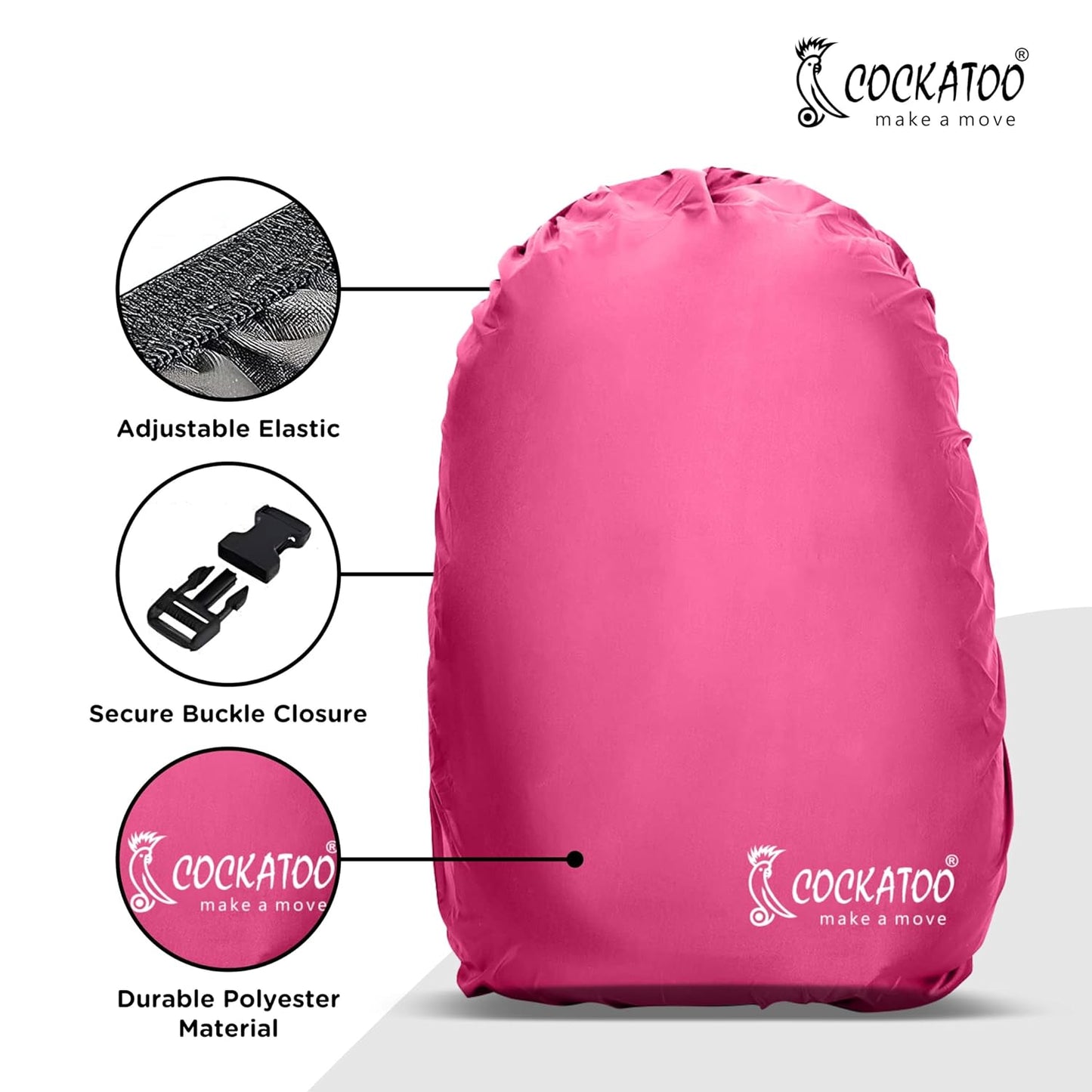 Cockatoo Bag Cover for Back Pack,40L Bag Cover Waterproof, Bag Cover for Rain & Dust(6 Month Warranty)