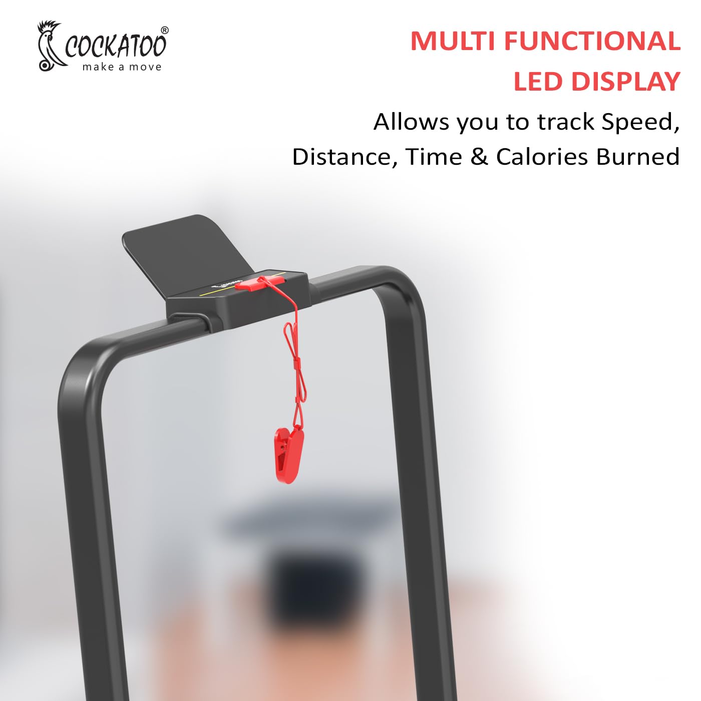 Cockatoo WP-200 1.5HP - 3HP Peak Motorized Treadmill, Walking Pad for Home, Foldable Treadmill, Max Speed- 8 Km/Hr, Max Weight 110 Kg(Free Installation Assistance, 1 Year Warranty)