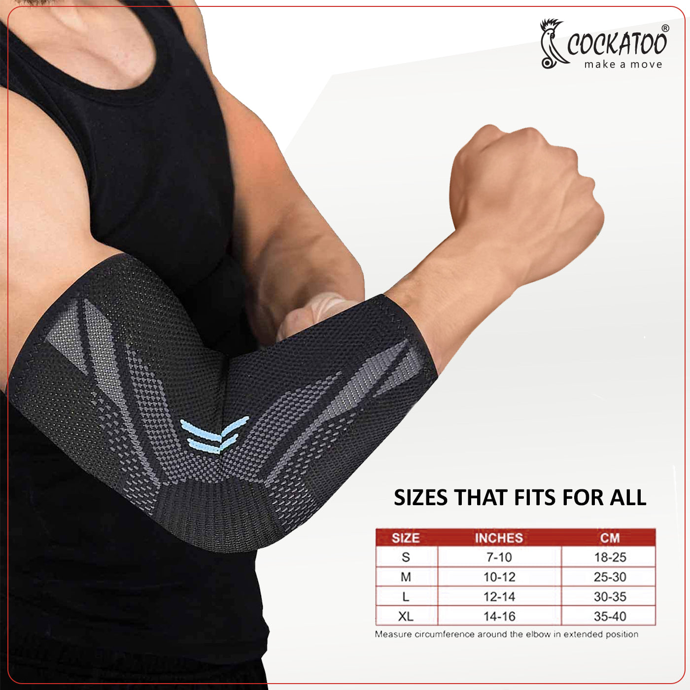 Cockatoo Elbow Support For Gym, Elbow sleeve For Men,Elbow Sleeve for Support and Compression, Comfortable and Breathable Elbow Brace for Sports and Recovery(Pack of Two)