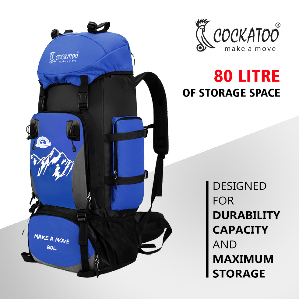 80L Blue Rucksack Trekking Bag
