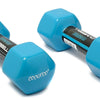 Cockatoo Unisex Metal Integrated PVC Vinyl Dumbbell | Pack of Two | Green PVC Dumbbells - Blue