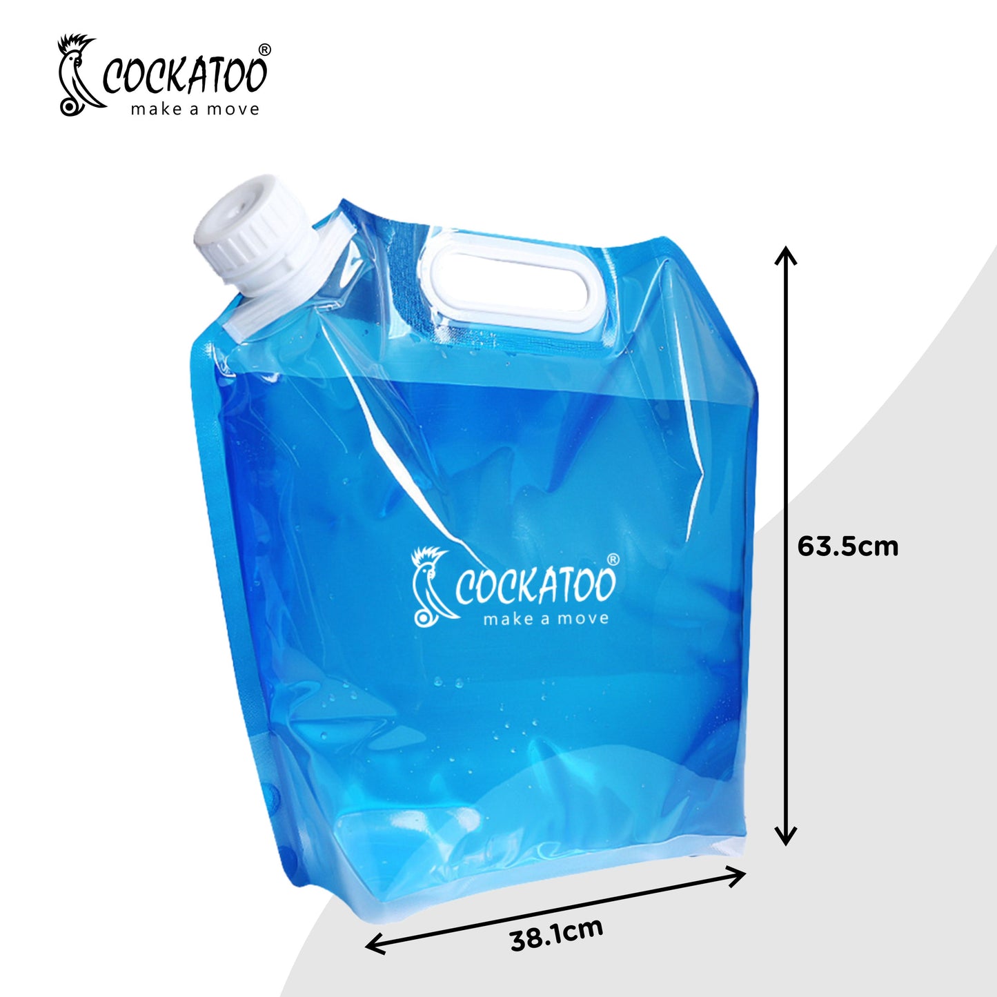 Cockatoo 10L Water Storage Tank, Portable Water Carrier Lifting Bag for Camping Hiking, Material: PP(6 Month Waranty )