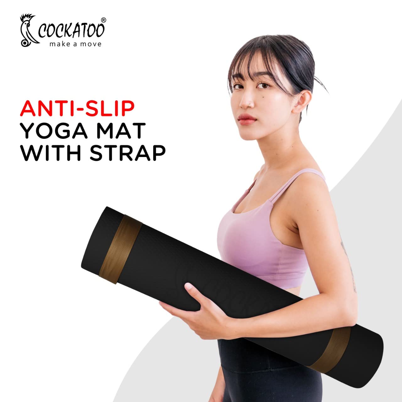 Cockatoo YM100 Yoga Mat For Women & Men, Anti Slip, EVA Material, (4mm-6mm) Exercise Mat For Home Gym |Yoga Mat For Gym Workout and Yoga Exercise (4MM, Purple)