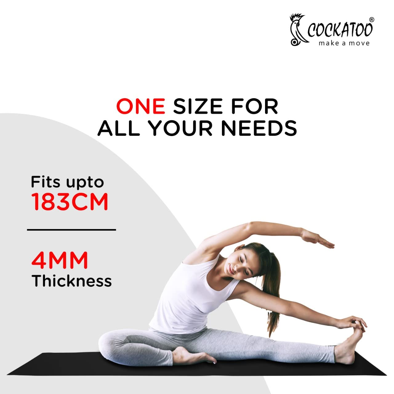 Cockatoo YM100 Yoga Mat For Women & Men, Anti Slip, EVA Material, (4mm-6mm) Exercise Mat For Home Gym |Yoga Mat For Gym Workout and Yoga Exercise (4MM, Purple)