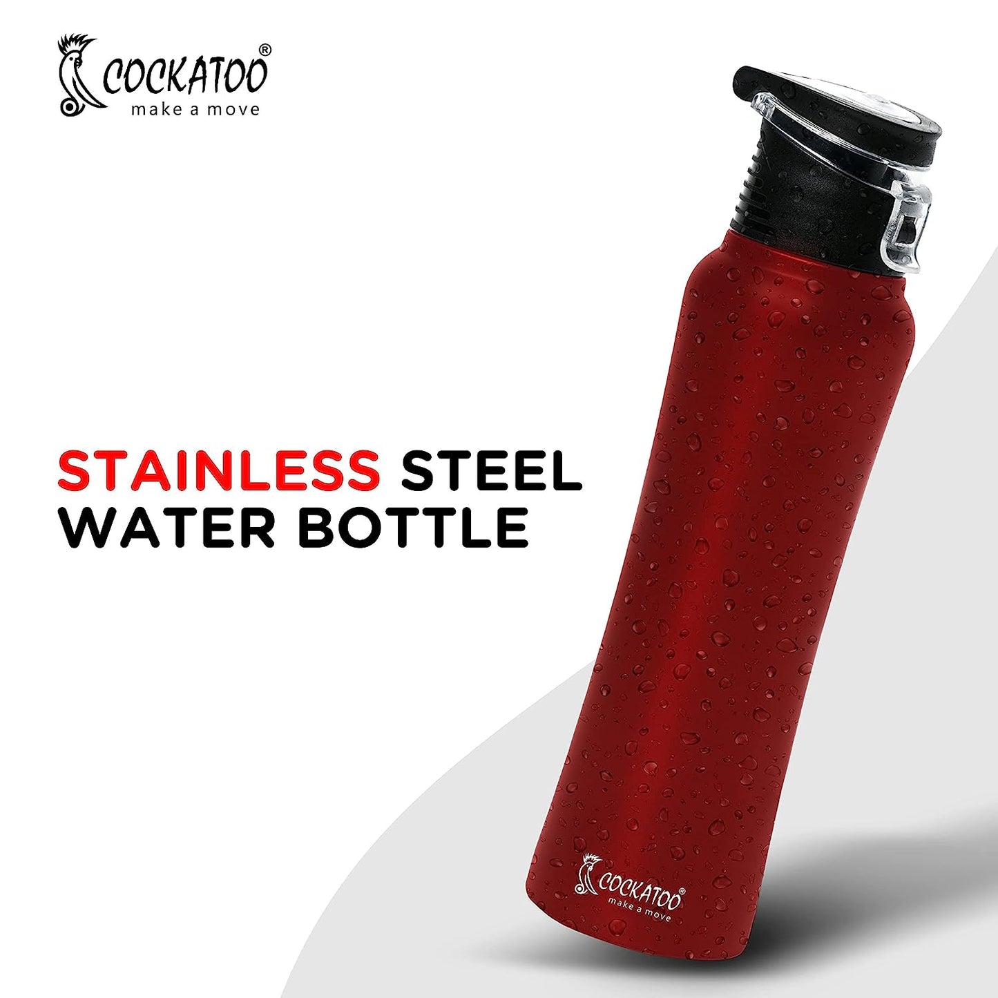 Cockatoo Fusion 750Ml Single Wall Stainless Steel Water Bottle for Gym, Yoga & Cycling|100% BPA Free| 100% Rust Free | Pack of 1