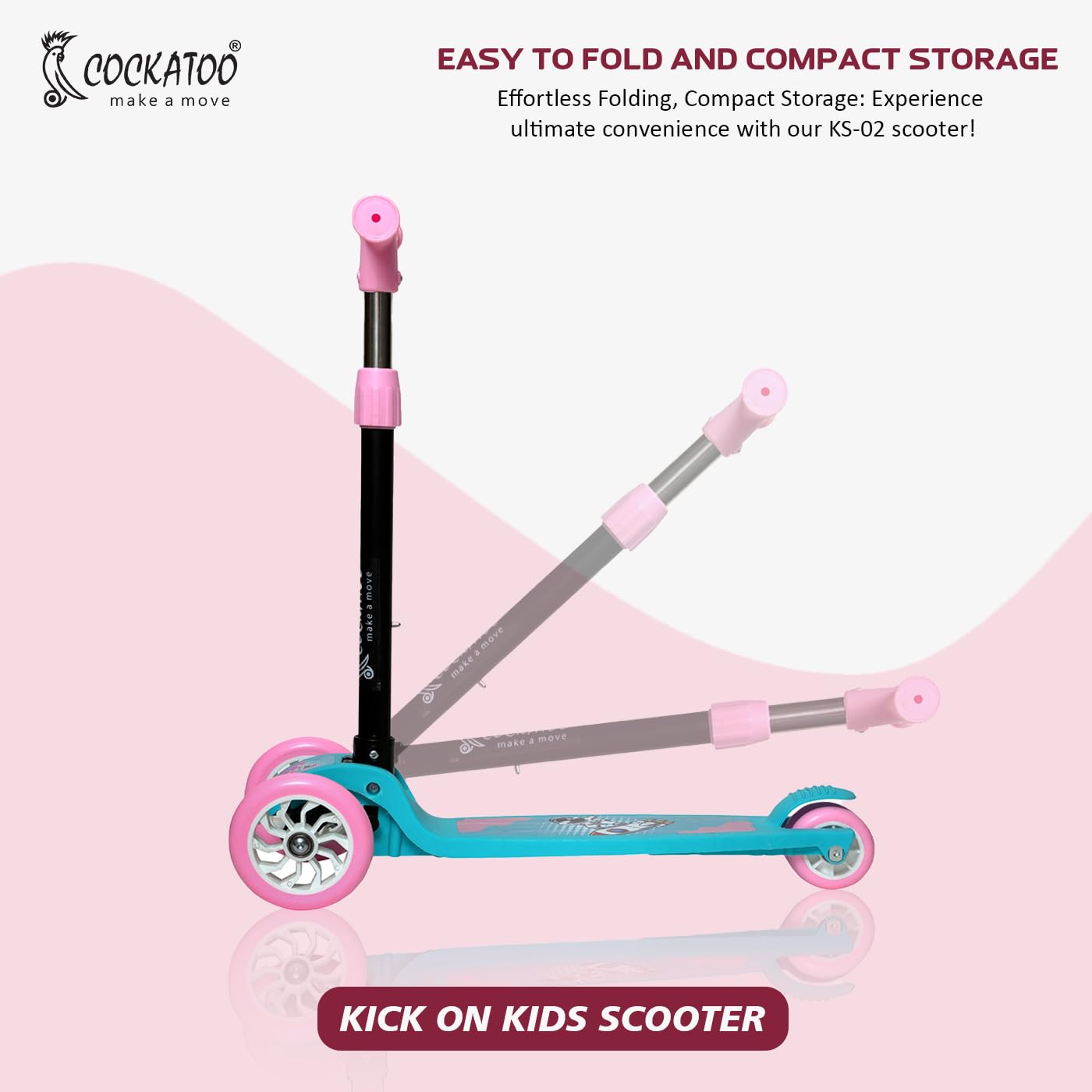 Cockatoo Rat&Cat Series Kick Scooter 3 to 10 Years Boys & Girls, Kick Scooter with PVC Wheels & Rare Brakes
