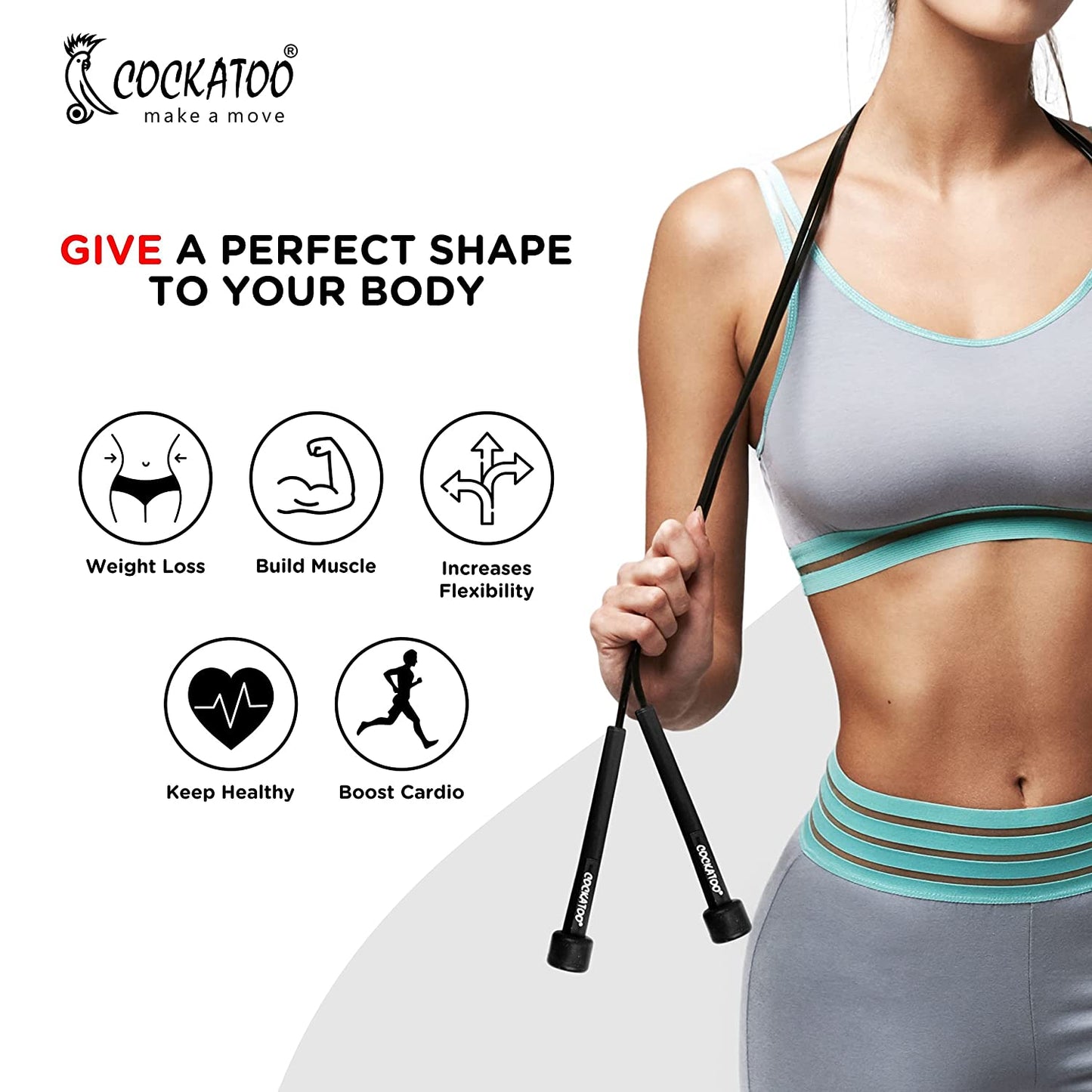 Cockatoo SKP-TP Skipping Rope For Man & Women(Pack Of 1)