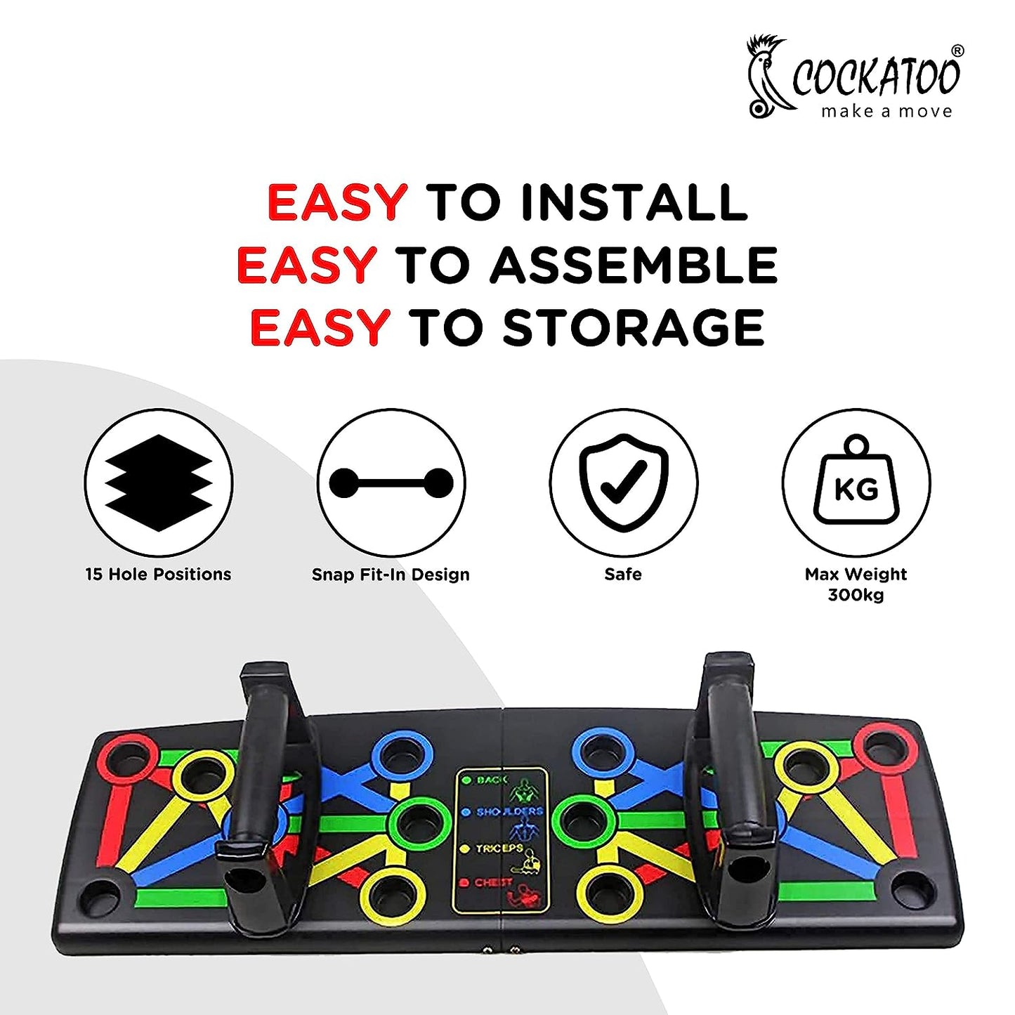 Cockatoo ECO 15 in 1 Home Workout Pushup Board,Pushup Bar System|| ABS Material|| 1 Year Warranty