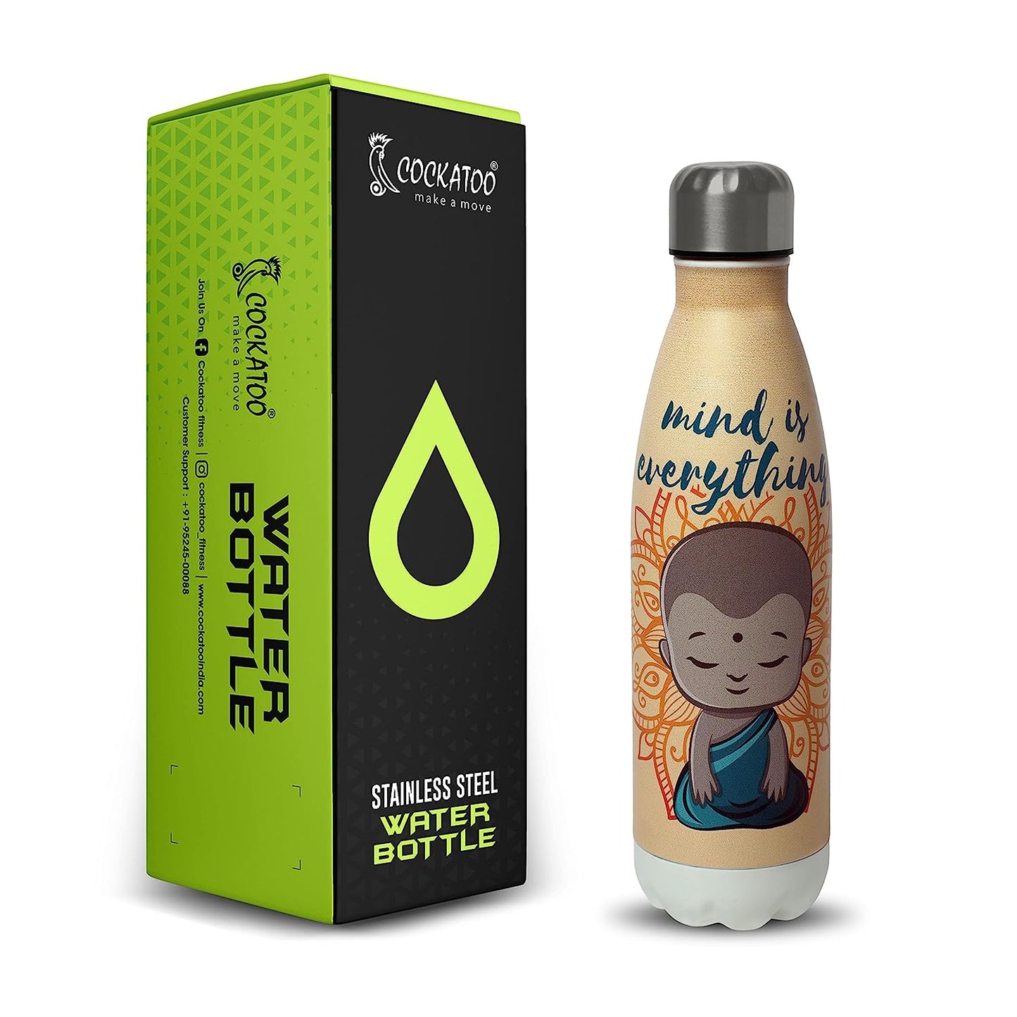 Cockatoo YogaLite Stainless Steel Vacuum Insulated 24 Hrs Hot & Cold Sports Bottle for Yoga & Cycling, 500 ML, Pack of 1