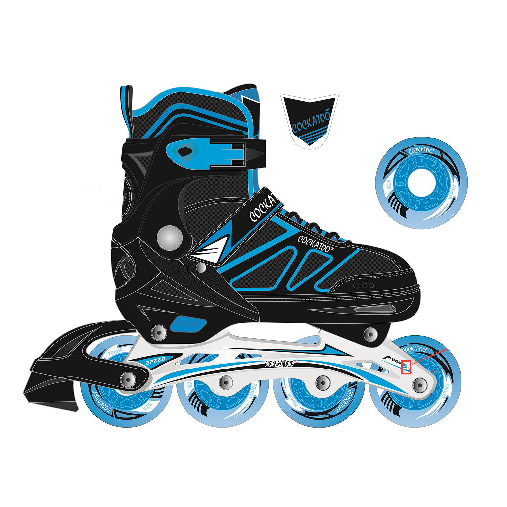 Cockatoo IS-200 Inline Skates ABEC Bearing Aluminum Chassis Wheel Skates Blue