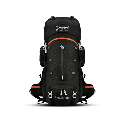 Cockatoo Victory Summit 75L Rucksack Trek Bag | With Rain Cover| Waterproof | Black