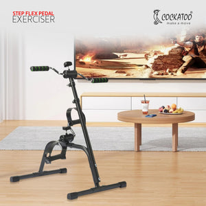Cockatoo Step Flex Pedal Exercise With Long Handle | Non-Slip Feet| Dual Hand Rockers- Black