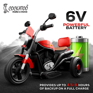 Cockatoo 5ECruise Rechargeable Electric Kids Bike| For 1-5 Yrs With Music & LED | Red