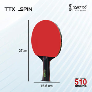 Cockatoo Spin 3-Star Table Tennis Racket Set - detail shot