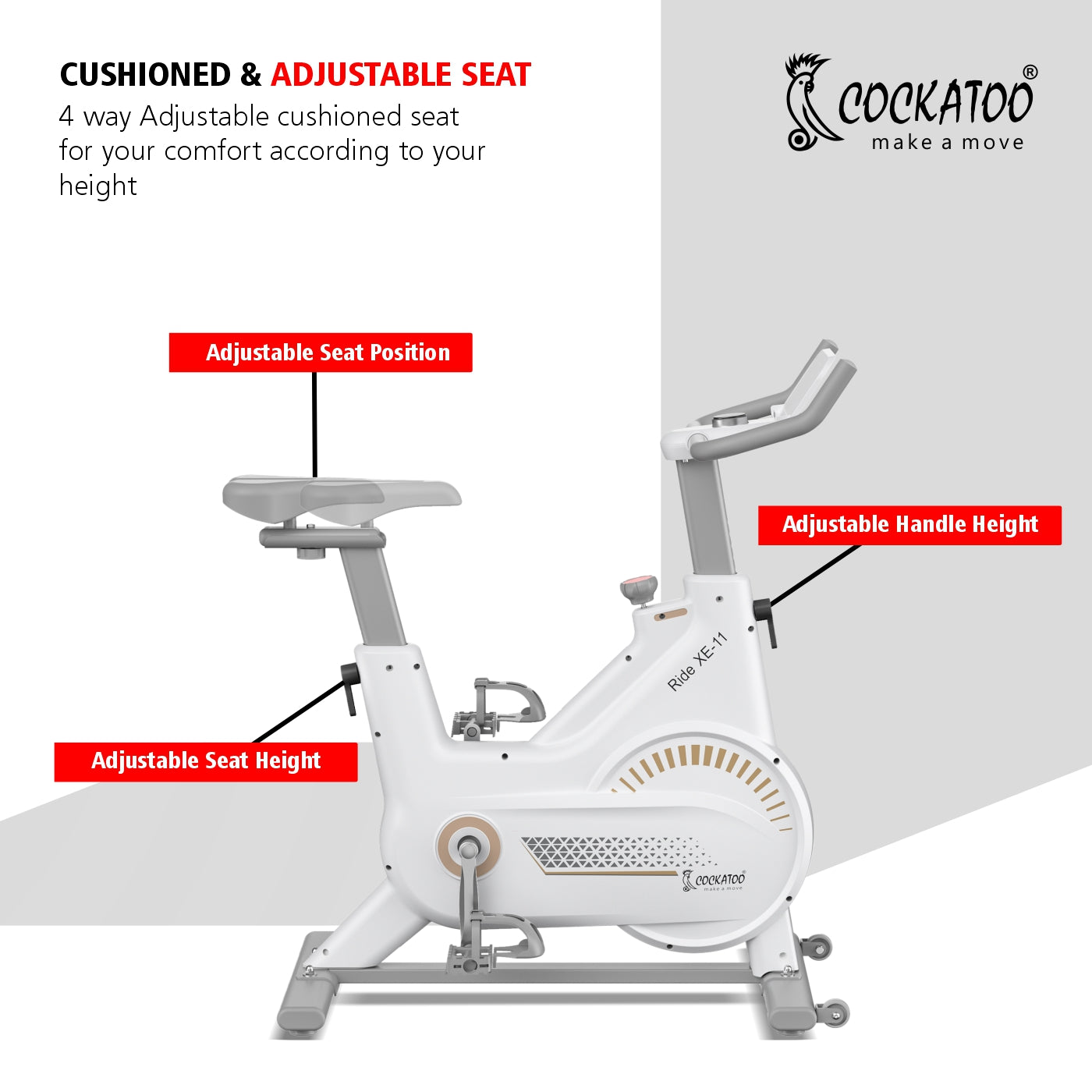Cockatoo Ride XE11 Spin Bike Exercise Cycle | Flywheel Size 11 kg |Pho