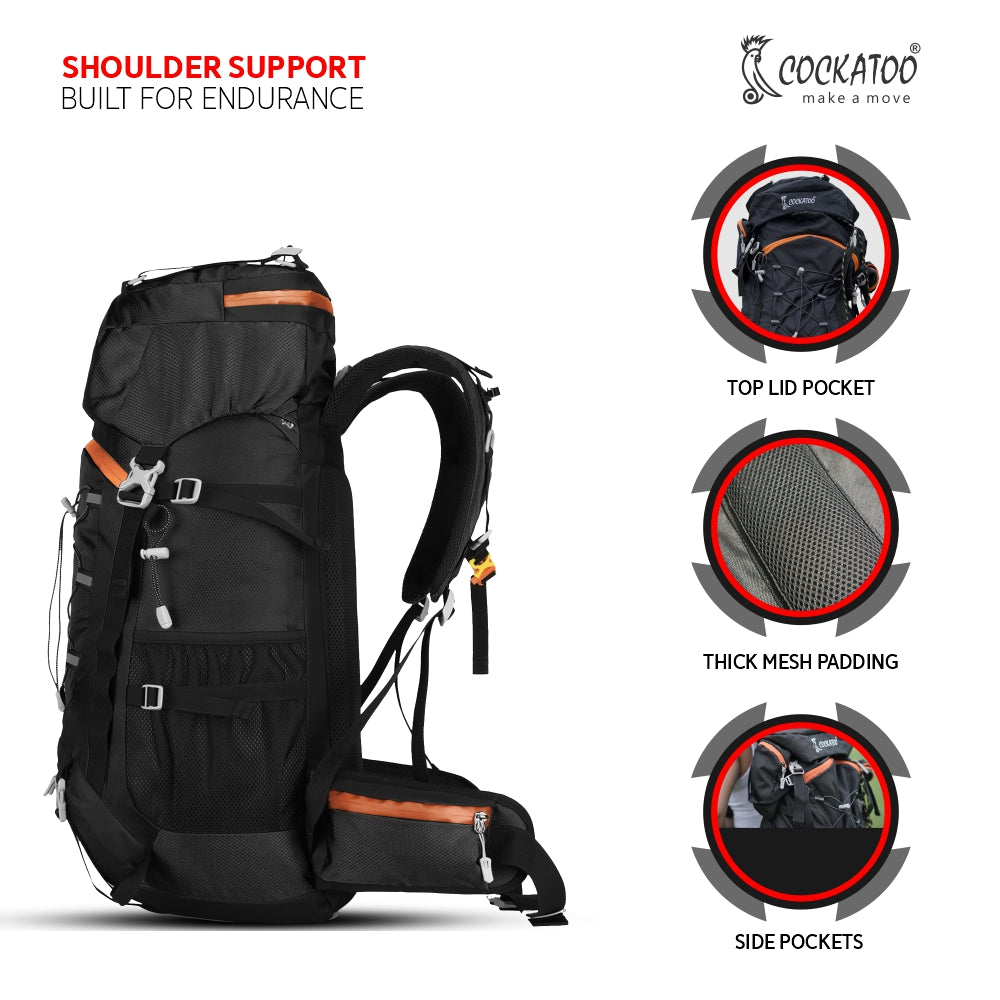 Cockatoo Victory Summit 75L Rucksack Trek Bag | With Rain Cover| Water