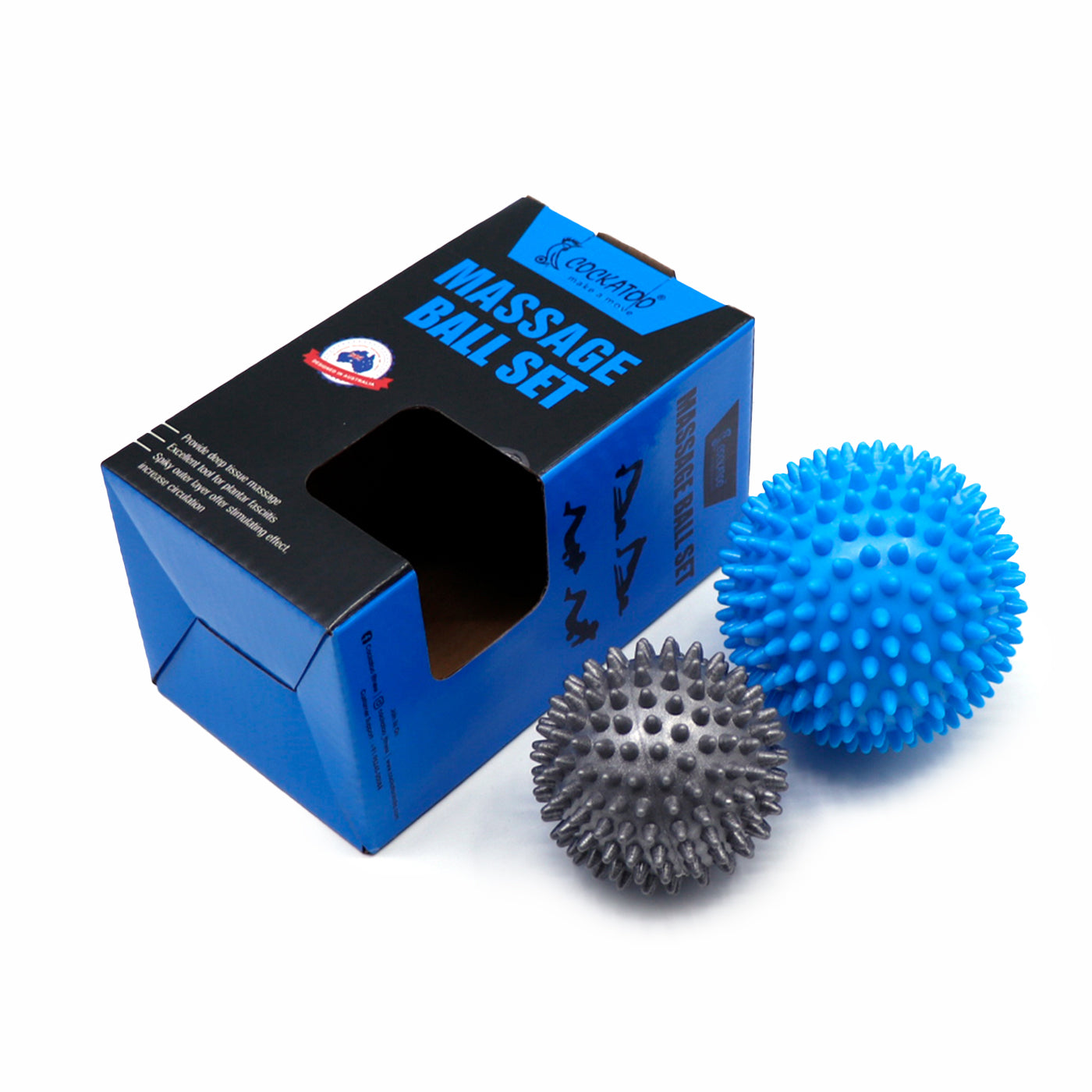 Cockatoo Massage Ball Set of 2 Balls, Soft Spike, Hard Spike for Self Release Deep Tissue Manual Massager, Muscle Mobility, Post Workout Recovery, Multicolor