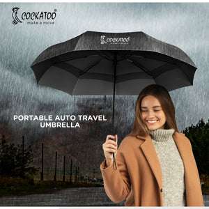 Cockatoo Rain-Guard Automatic Umbrella with 8 Ribs, Material- Polyponee, Umbrella for Women & Men, with Auto Open-Close Button(6 Month Warranty)