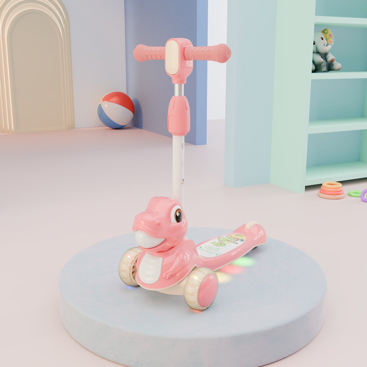 Cockatoo Glow Rider Led Kids Scooter Dino with Music-Light in Deck and Wheel