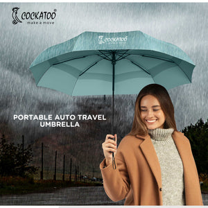 Cockatoo Rain-Guard Automatic Umbrella with 8 Ribs, Material- Polyponee, Umbrella for Women & Men, with Auto Open-Close Button(6 Month Warranty)