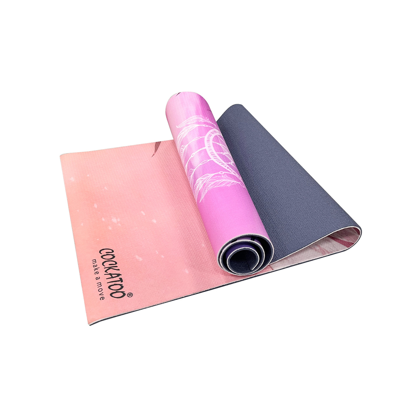 Cockatoo Printed Yoga Mat - 5mm Anti-Slip PVC Exercise Mat with Carrying Strap (W)61 x (L)173cm - 3 Unique Creative Prints