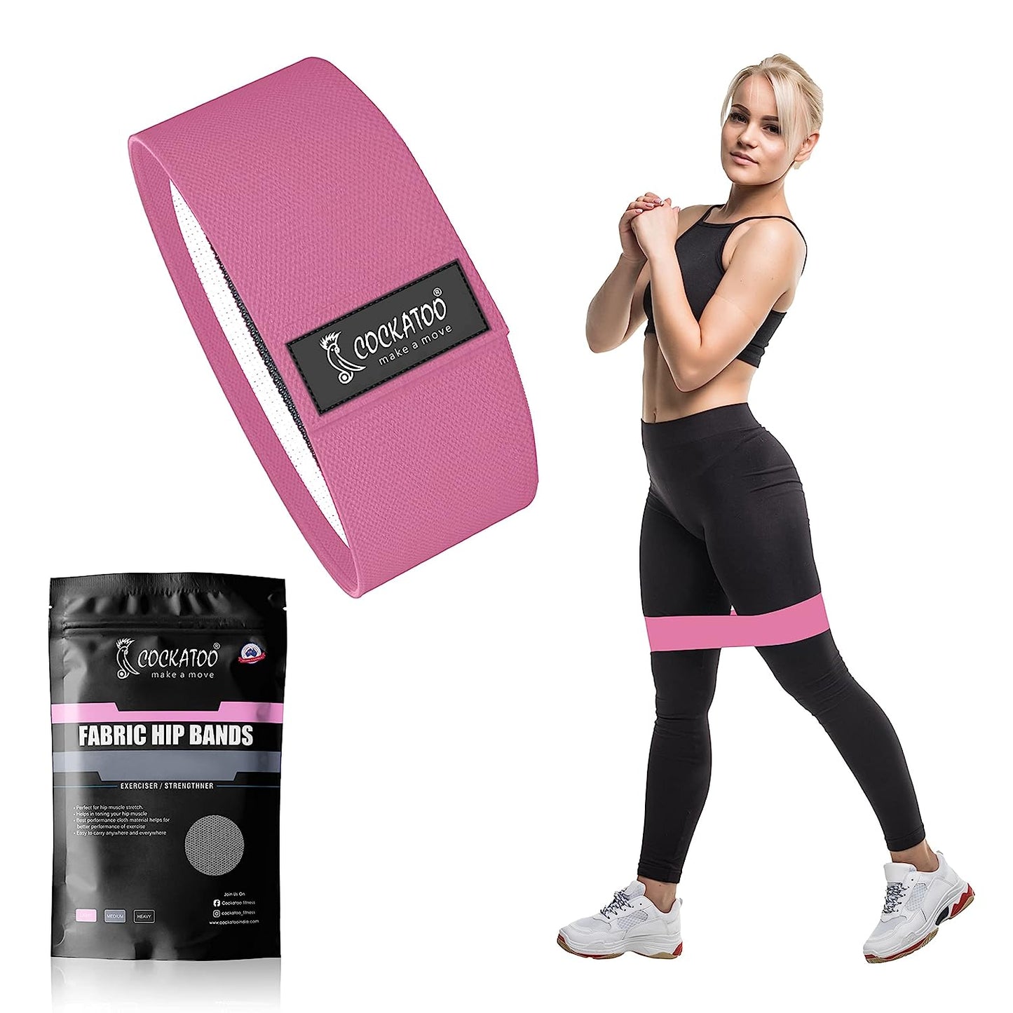 Cockatoo Fabric Resistance Bands for Working Out, Exercise Bands Workout, 3 Booty Bands for Women Legs and Glutes, Pilates Flexbands,Loop Hip Band for Women(6 Month Warranty) (Light-Medium-Hard)
