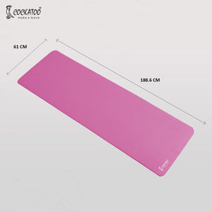 Cockatoo Yoga Mat 10mm For Men & Women| Anti Slip with Carrying Strap, Pink