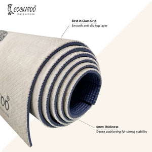 Cockatoo Premium Printed Yoga Mat - 6mm Anti-Slip PVC Exercise Mat with Carrying Strap (W)61 x (L)173cm (1 Year Warranty)
