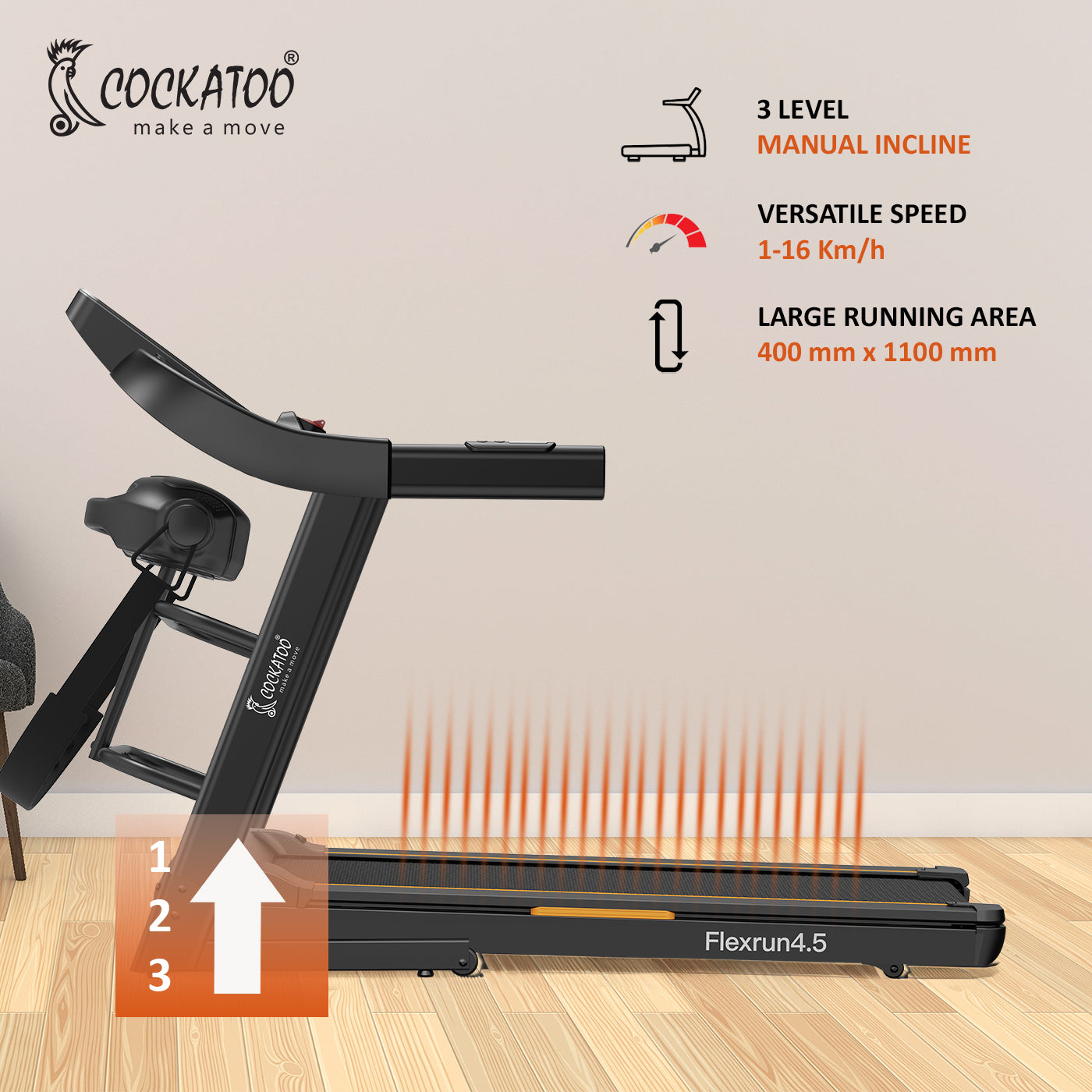 Cockatoo Smart Run Peak DC Motorized Treadmill