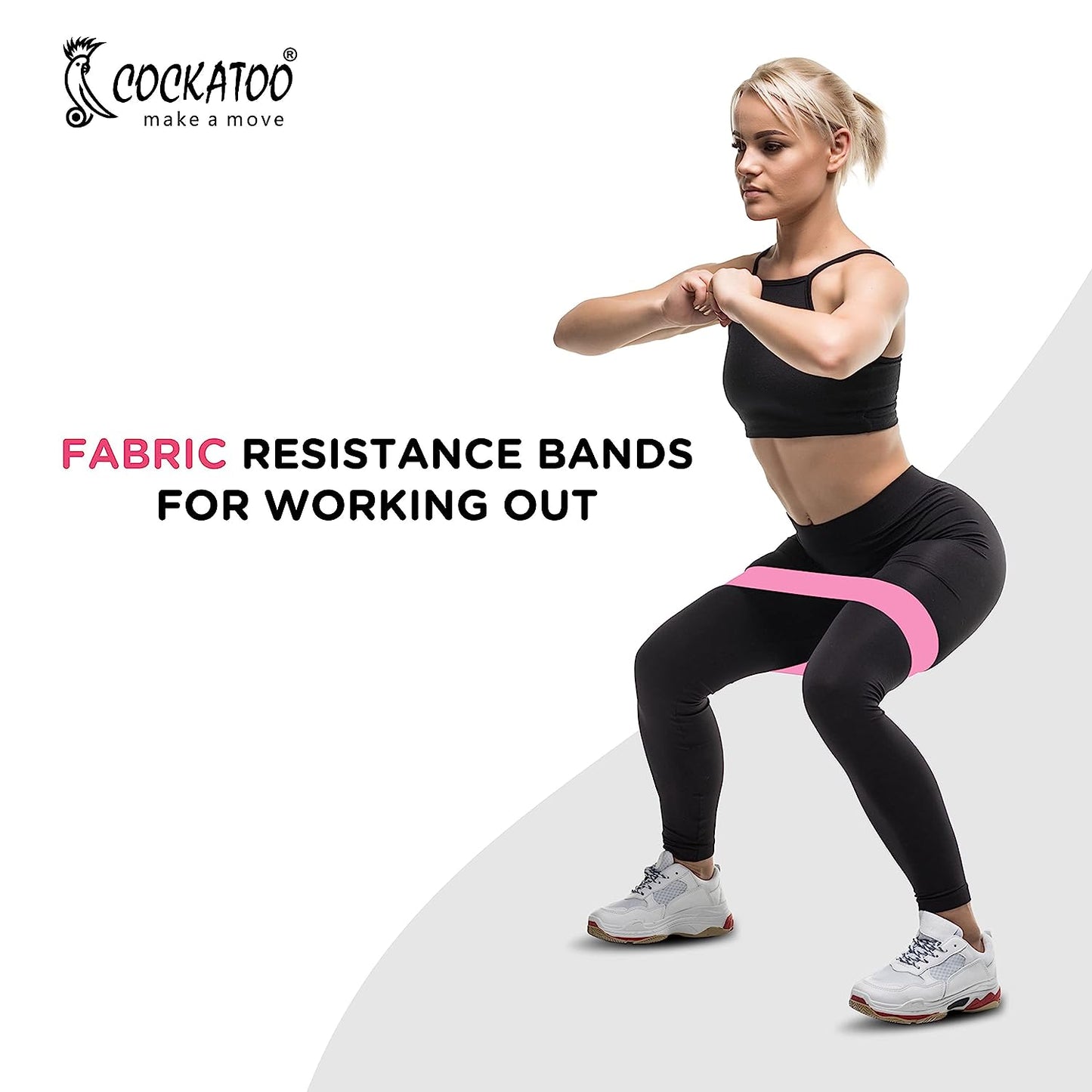 Cockatoo Fabric Resistance Bands for Working Out, Exercise Bands Workout, 3 Booty Bands for Women Legs and Glutes, Pilates Flexbands,Loop Hip Band for Women(6 Month Warranty) (Light-Medium-Hard)