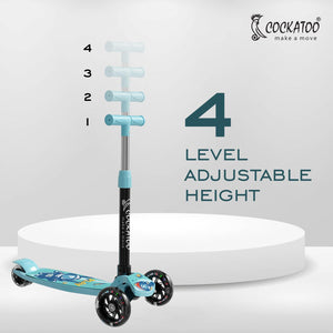 Cockatoo Rat&Cat Series Happy-Hooper Kick Scooter for Kids, Kick Scooter with Led Lights in PVC Wheel, 3 Adjustable Height Scooter, Age Upto 3+ Years & 50 Kg Weight Capacity