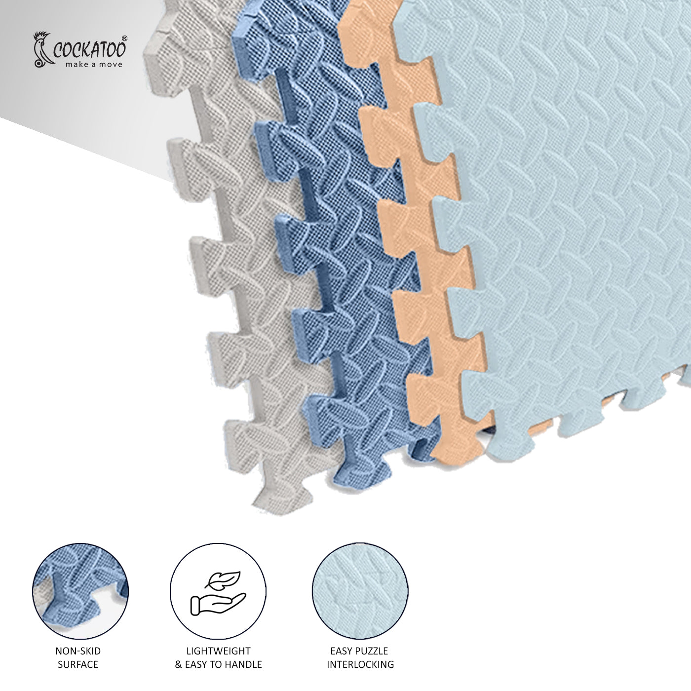 Cockatoo Interlocking Mat 8-Piece|EVA Foam, Anti-Slip, Shockproof, Was