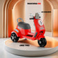Cockatoo 3E-Cruise Wizard Rechargeable Electric Kids Bike,Kids Scooter Bike for 2-8 Yrs Girls&Boys Powered by 6V & 4.5 AH Battery for 4.5Hr-6Hr Ride with Aux,Bluetooth & Inbuilt Music-Red