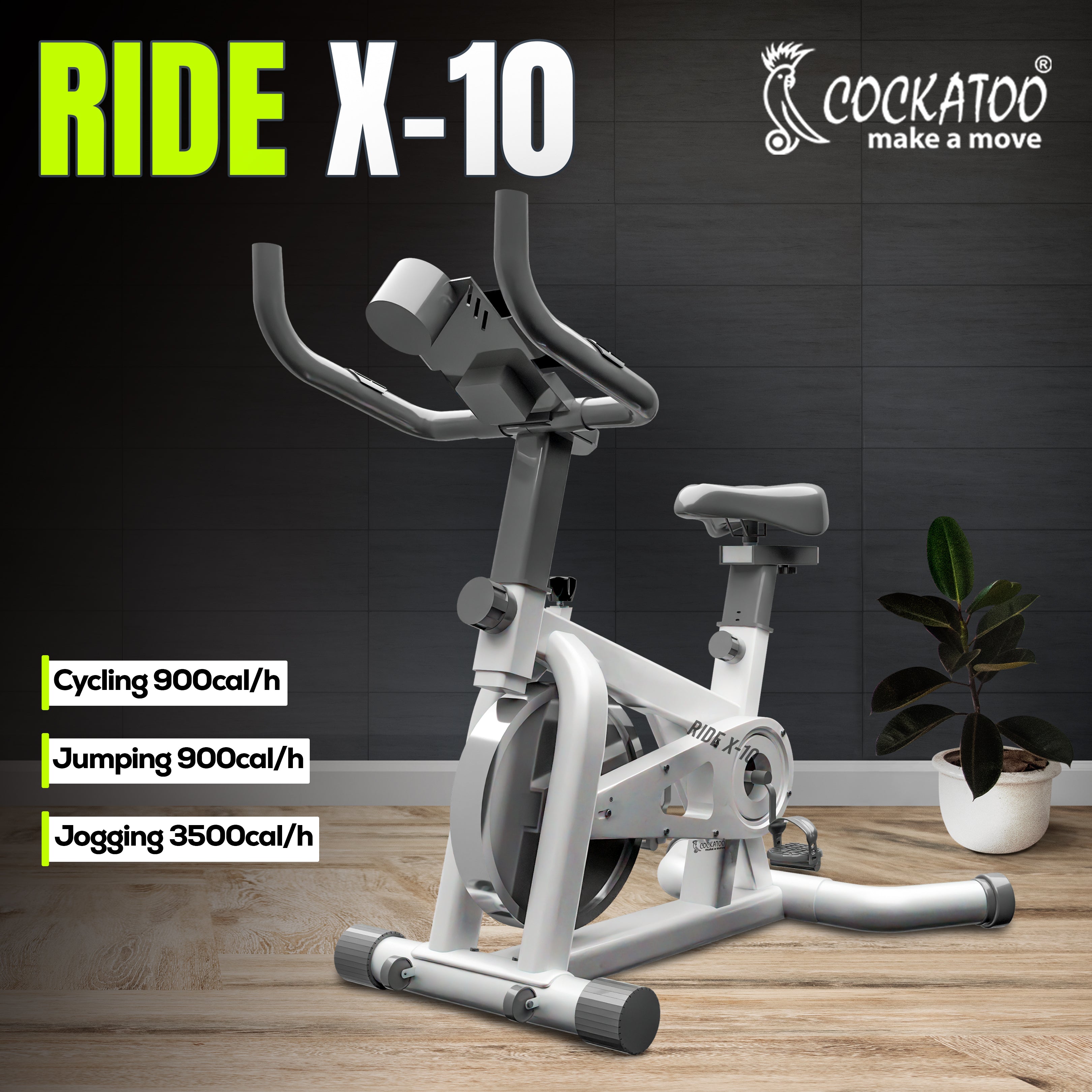 Cockatoo Ride X10 Spin Bike Exercise Cycle For Home| Flywheel Size 10