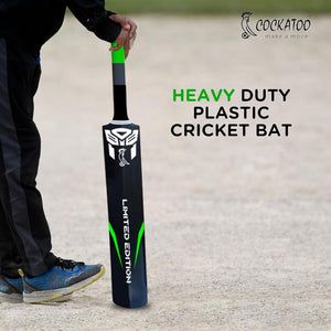 Cockatoo Destructor Bat l Power Series l Academy Size (34" X 4.5") l Classic Black l Precision Striking l Heavy Duty Plastic Cricket Bat l for Ages 15 and Above l Men, Women & Children