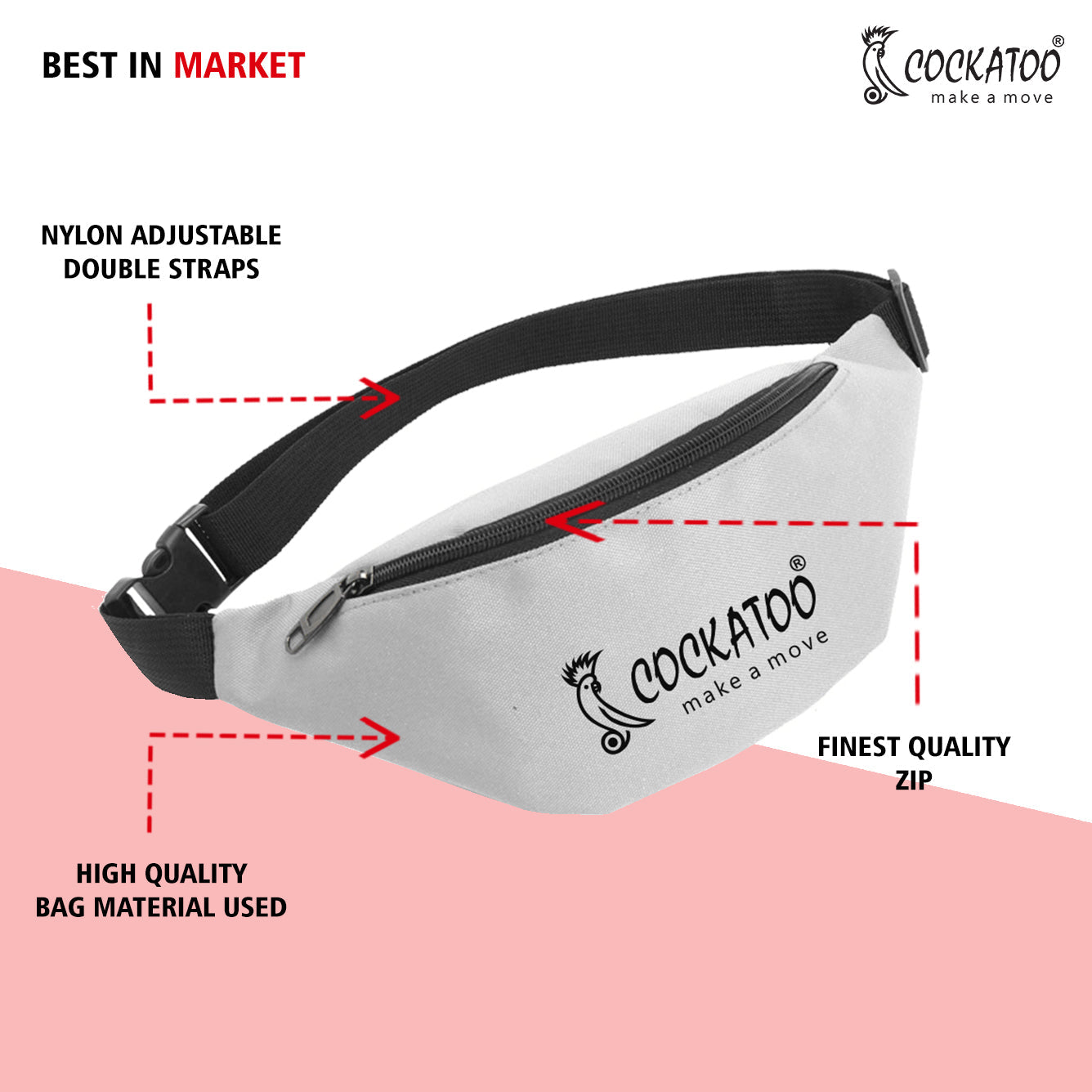 Cockatoo Waist Bag for Men & Women, Fanny Pack for Women (Buy 1 Get 1 Free)