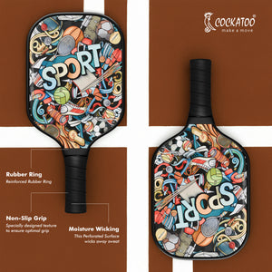 Cockatoo Edge Carbon Fibre Textured Pickleball Padle|PP Honeycomb with Carbon Friction Surface| Long Handle Pickleball Racket with Free Half Cover