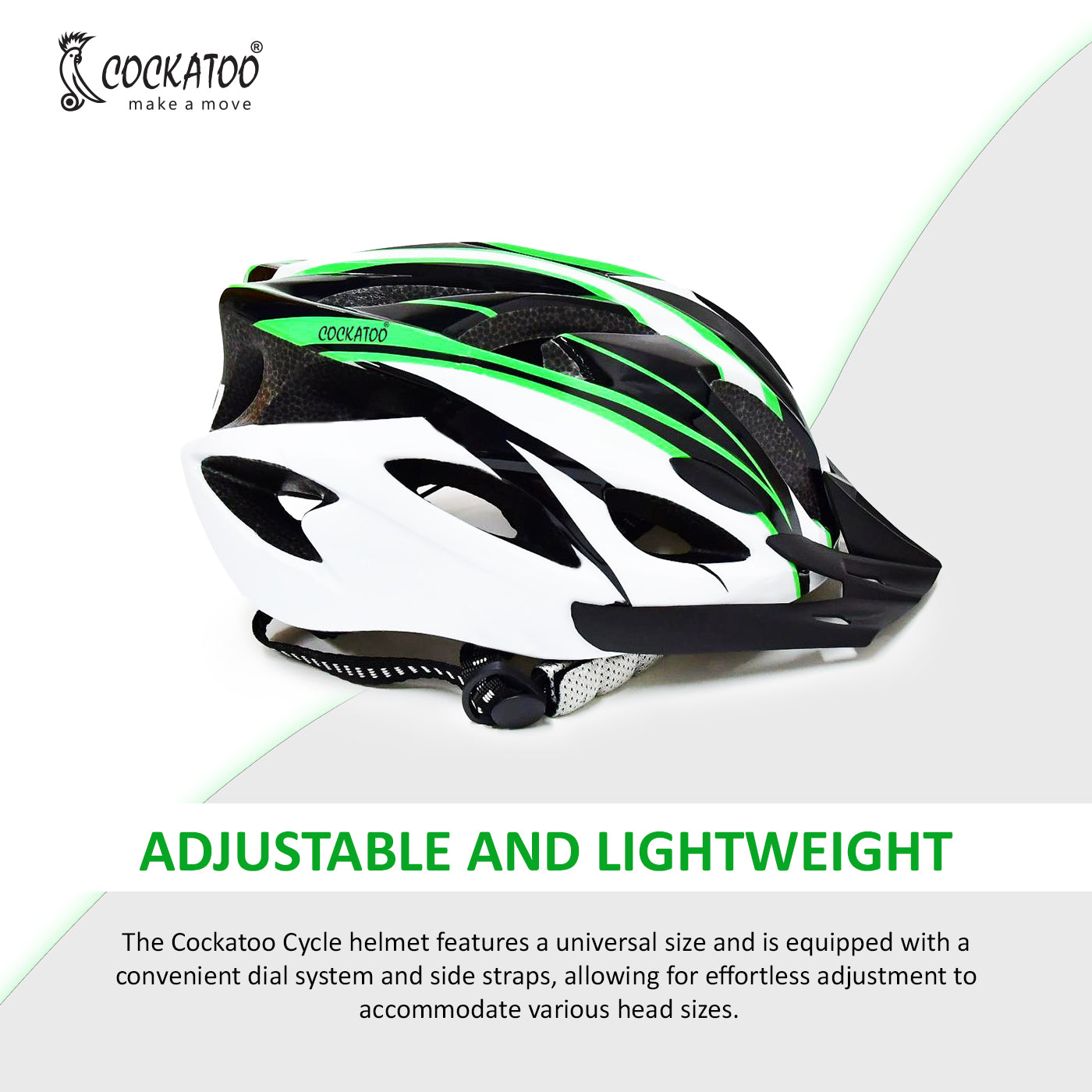 Cockatoo Adjustable Cycling Helmet with Detachable Visor|Adjustable Light Weight Mountain Bike Cycle Helmet with Padding for Kids and Adults|Racing Helmet for Men and Women