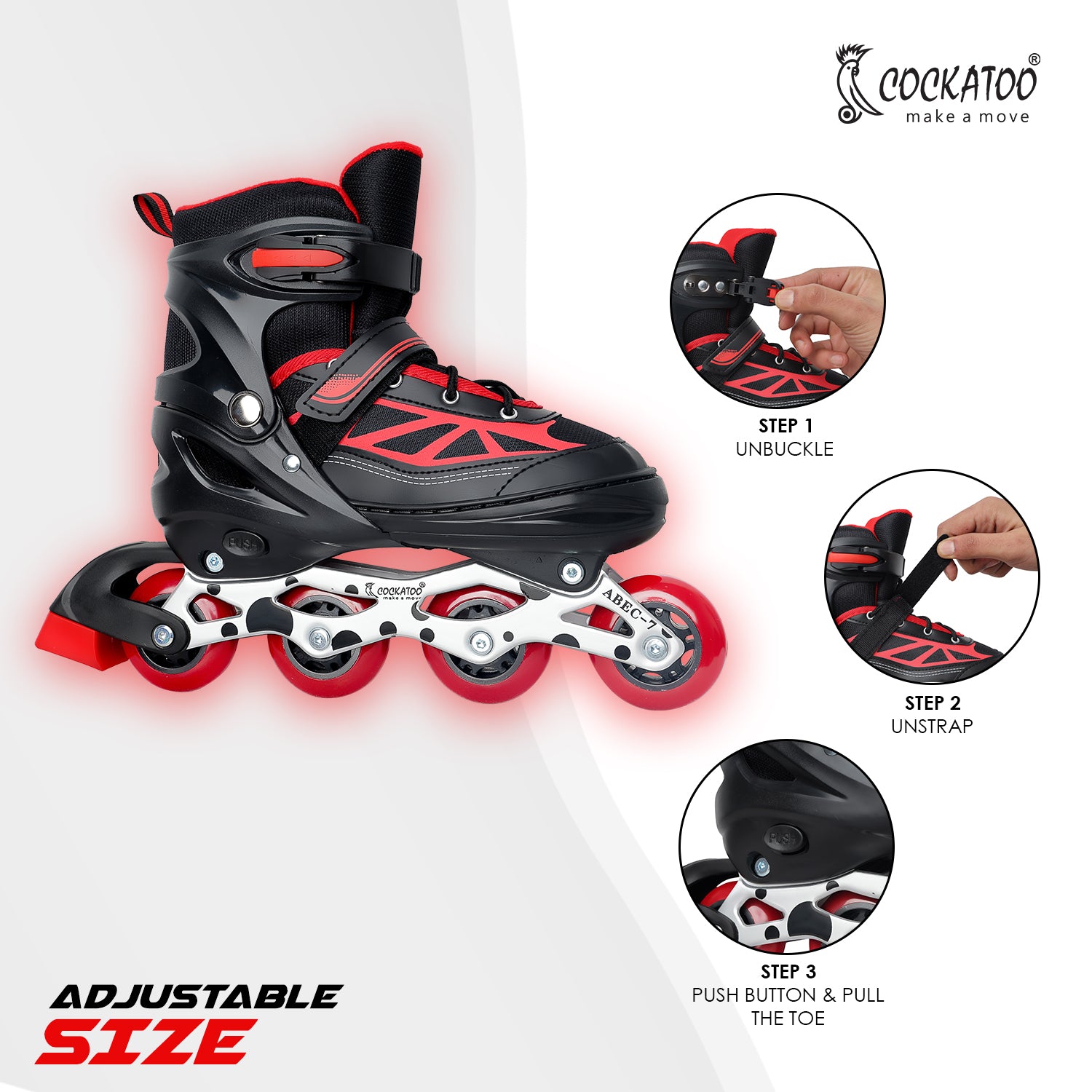 Cockatoo IS 1100 Inline Skates PVC Wheels Skating Shoes Adjustable