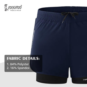 2 in 1 Men's Workout Running Shorts, Active Wear Men Shorts, Gym Shorts For Men, Color-Navy Blue