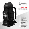 90L Black Rucksack Trekking Bag