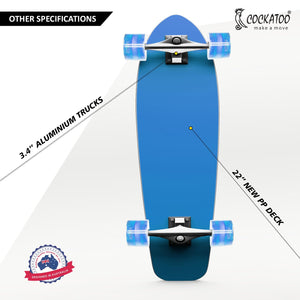Cockatoo 22 inch Skateboard | LED Light Wheel | Anti-Skid with ABEC-7 High Precision Bearings