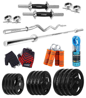 Cockatoo 10-100 Kg Professional Gym Set| Regular Metal Integrated Rubber Plates